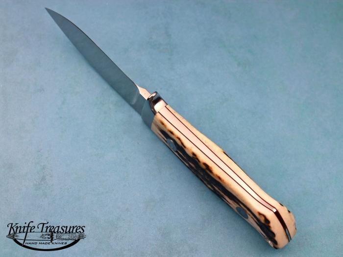 Custom Fixed Blade, N/A, ATS-34 Stainless Steel, Natural Stag With Stainless Piins Knife made by Bob  Loveless