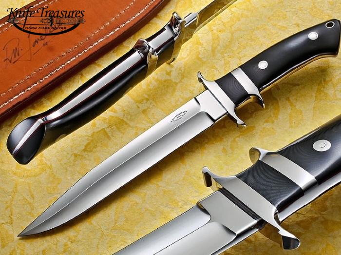 Custom Fixed Blade, N/A, ATS-34 Stainless Steel, Black Micarta Knife made by Bob  Loveless