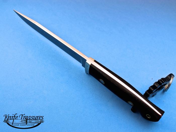 Custom Fixed Blade, N/A, ATS-34 Stainless Steel, Dark Brown Stripped Micarta Knife made by Bob  Loveless
