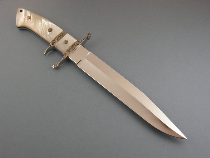Custom Fixed Blade, N/A, ATS-34 Steel, Mother Of Pearl Knife made by Steve SR Johnson