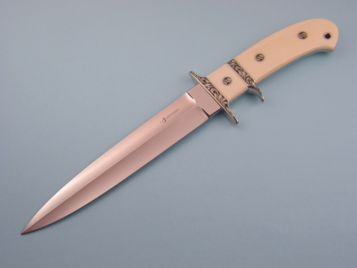 Custom Fixed Blade, N/A, ATS-34 Steel, Antique Ivory Knife made by Steve SR Johnson