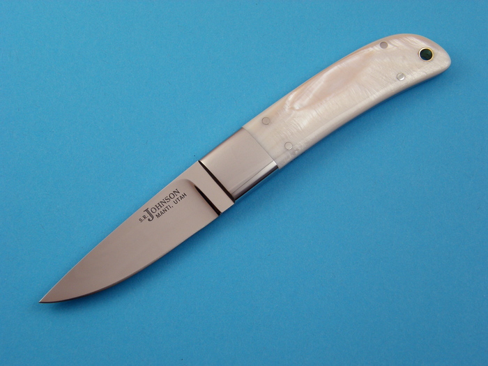 Custom Fixed Blade, N/A, ATS-34 Steel, Pink Pearl Knife made by Steve SR Johnson