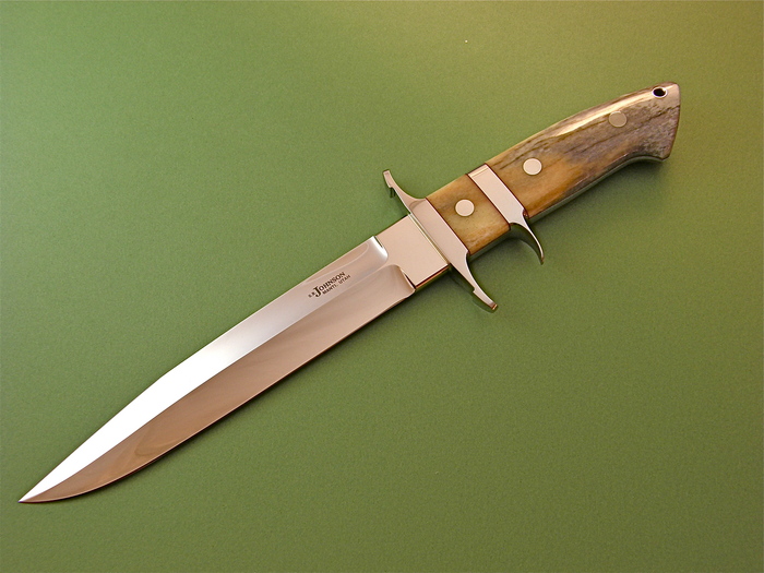 Custom Fixed Blade, N/A, ATS-34 Steel, Giraffe Bone Knife made by Steve SR Johnson
