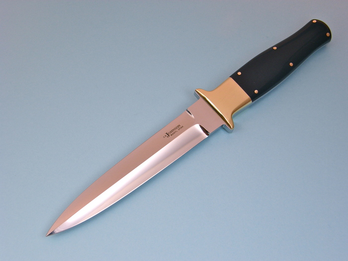 Custom Fixed Blade, N/A, ATS-34 Steel, Black Buffalo Horn Knife made by Steve SR Johnson
