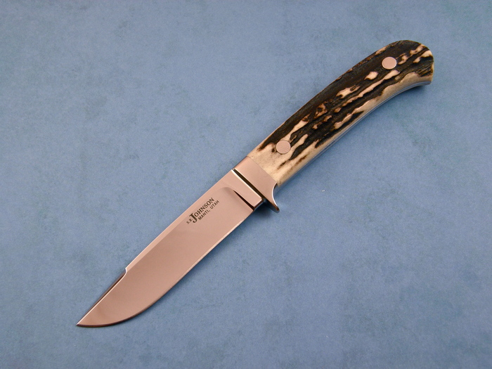 Custom Fixed Blade, N/A, ATS-34 Steel, Stag Knife made by Steve SR Johnson