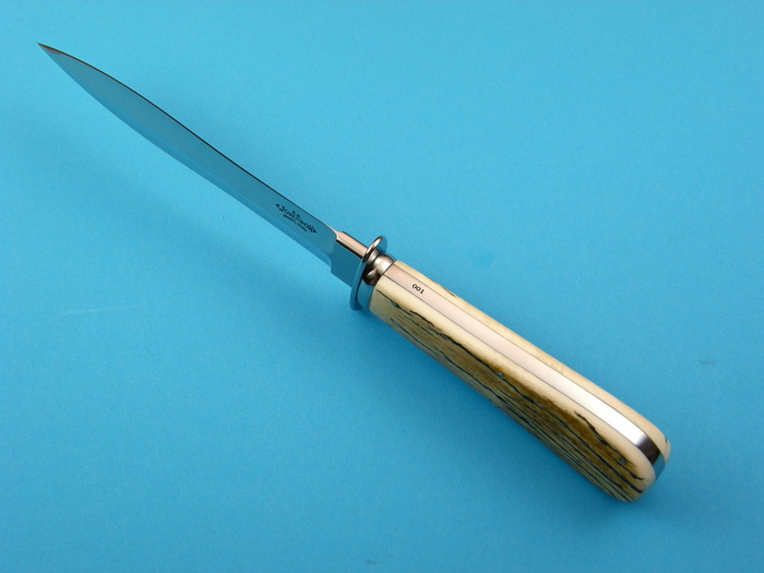 Custom Fixed Blade, N/A, ATS-34 Steel, Surface Antique Ivory Knife made by Steve SR Johnson