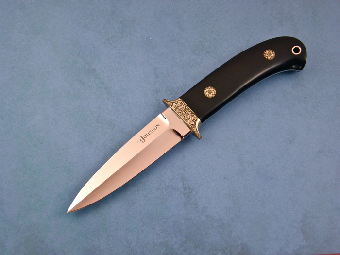 Custom Fixed Blade, N/A, ATS-34 Steel, Black Micarta Knife made by Steve SR Johnson