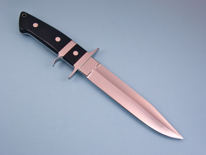 Custom Fixed Blade, N/A, ATS-34 Steel, Black Linen Micarta Knife made by Steve SR Johnson