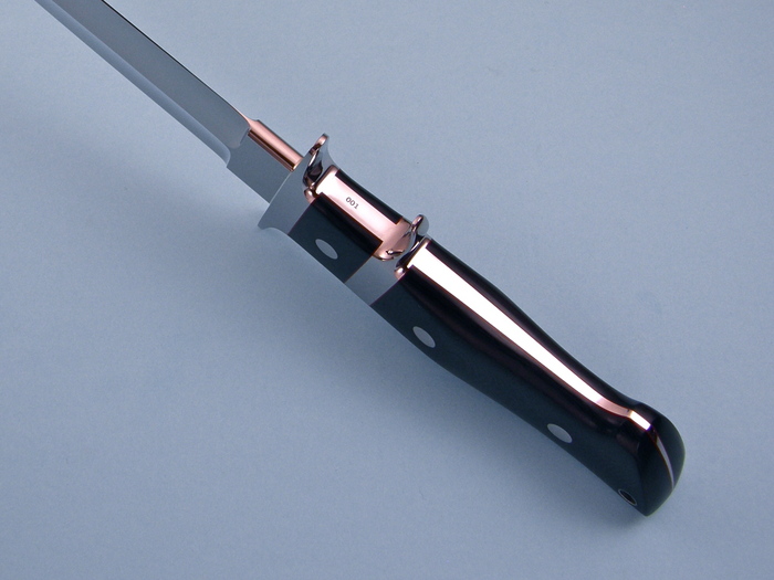 Custom Fixed Blade, N/A, ATS-34 Steel, Black Linen Micarta Knife made by Steve SR Johnson