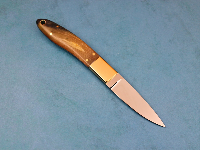 Custom Fixed Blade, N/A, ATS-34 Steel, Rams Horn Knife made by Steve SR Johnson