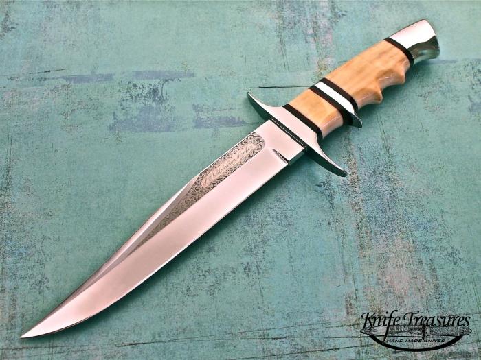 Custom Fixed Blade, N/A, ATS-34 Steel, Walrus Ivory Knife made by Steve SR Johnson
