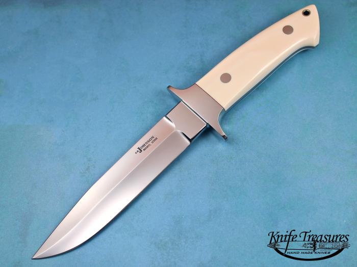 Custom Fixed Blade, N/A, ATS-34 Stainless Steel, Fosilized Mammoth Knife made by Steve SR Johnson