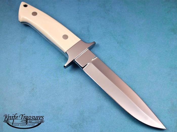 Custom Fixed Blade, N/A, ATS-34 Stainless Steel, Fosilized Mammoth Knife made by Steve SR Johnson