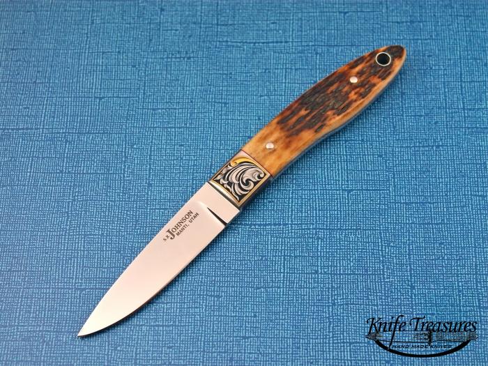 Custom Fixed Blade, N/A, ATS-34 Stainless Steel, Case Jigged Bone Knife made by Steve SR Johnson