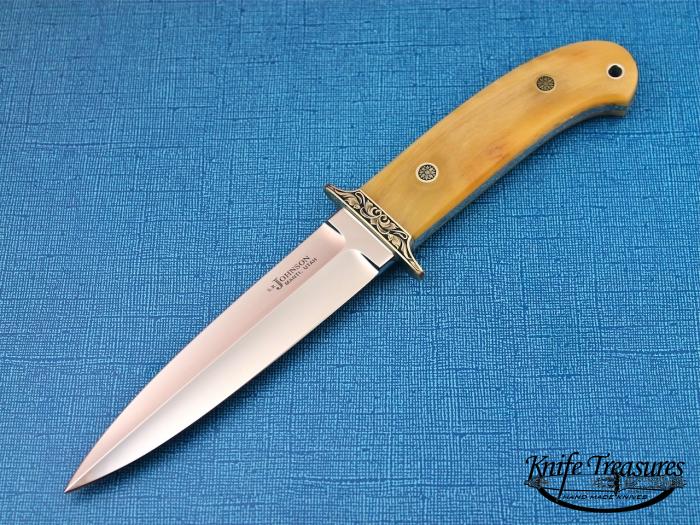 Custom Fixed Blade, N/A, ATS-34 Stainless Steel, Ram's Horn Knife made by Steve SR Johnson