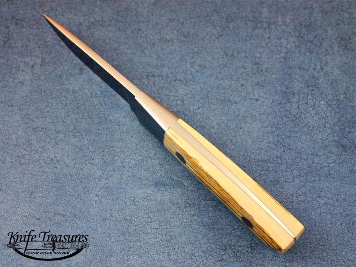 Custom Fixed Blade, N/A, ATS-34 Stainless Steel, Surface Pre-Ban Ivory Knife made by Steve SR Johnson