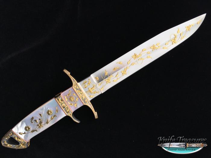 Custom Fixed Blade, N/A, CPM 154-CM Full Integral, Mother Of Pearl Knife made by Steve SR Johnson