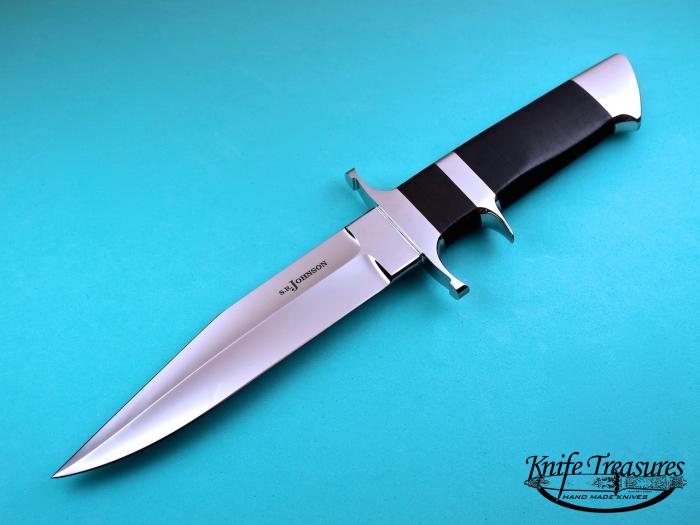 Custom Fixed Blade, N/A, ATS-34 Stainless Steel, Wrapped Leather Knife made by Steve SR Johnson