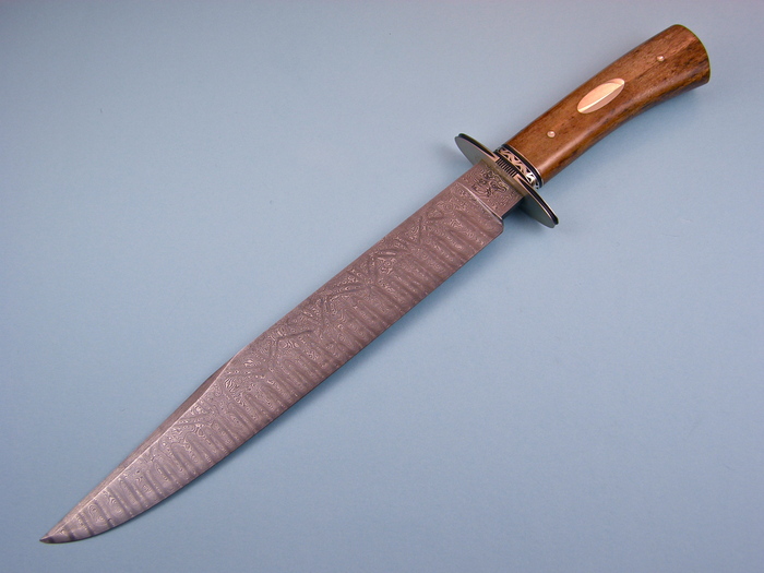 Custom Fixed Blade, N/A, Damascus Steel by Maker, Giraffe Bone Knife made by Jerry  Fisk