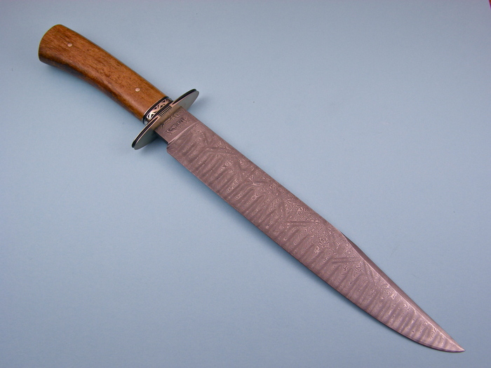 Custom Fixed Blade, N/A, Damascus Steel by Maker, Giraffe Bone Knife made by Jerry  Fisk