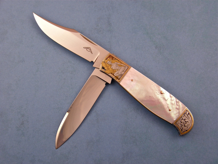 Custom Folding-Bolster, Slip Joint, ATS-34 Steel, Mother Of Pearl Knife made by Warren Osborne