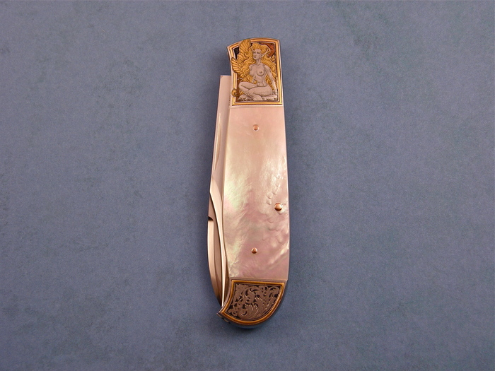 Custom Folding-Bolster, Slip Joint, ATS-34 Steel, Mother Of Pearl Knife made by Warren Osborne