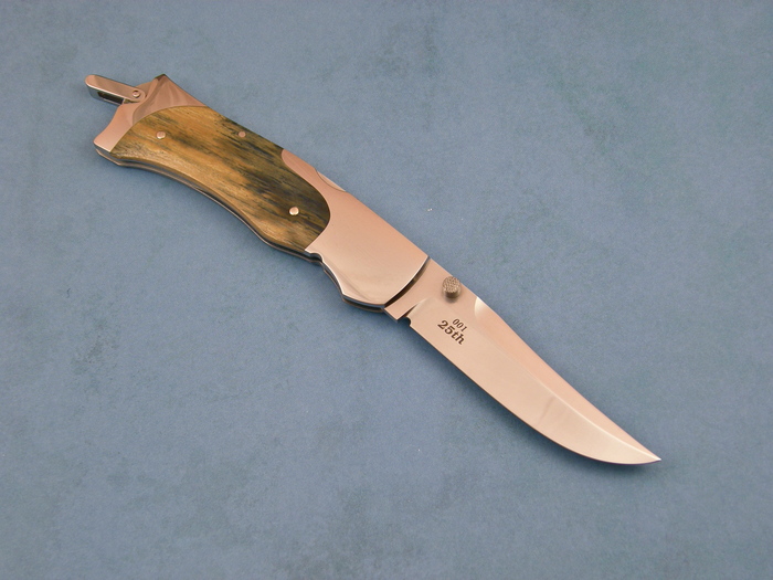 Custom Folding-Bolster, Lock Back, ATS-34 Steel, Fossilized Mammoth Knife made by Warren Osborne
