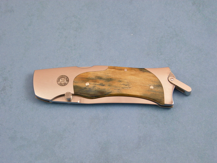 Custom Folding-Bolster, Lock Back, ATS-34 Steel, Fossilized Mammoth Knife made by Warren Osborne