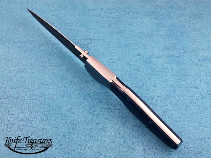 Custom Folding-Bolster, Mid-Lock, Damascus Steel, Carbon Fiber Knife made by Warren Osborne