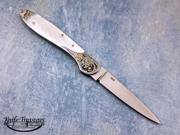 Custom Folding-Bolster, N/A, ATS-34 Stainless Steel, Mother Of Pearl Knife made by Warren Osborne