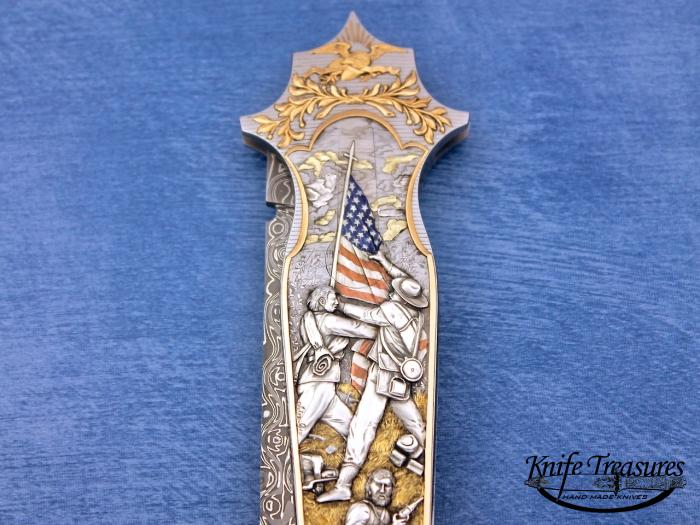 Custom Folding-Inter-Frame, Mid-Lock, Mike Norris Stainless Damascus, 416 Stainless Steel Knife made by Warren Osborne