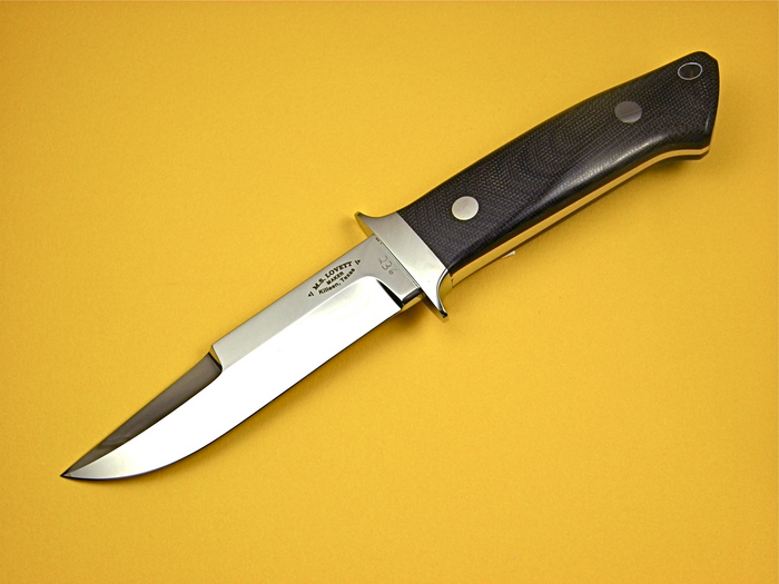 Custom Fixed Blade, N/A, ATS-34 Steel, Green Linen Micarta Knife made by Mike Lovett