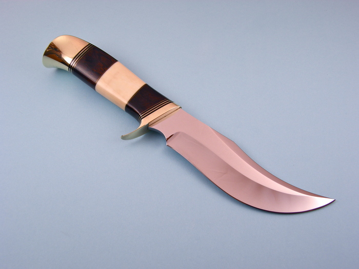 Custom Fixed Blade, N/A, ATS-34 Steel, Spaced Ironwood & Antique Ivory Knife made by Dennis Friedly