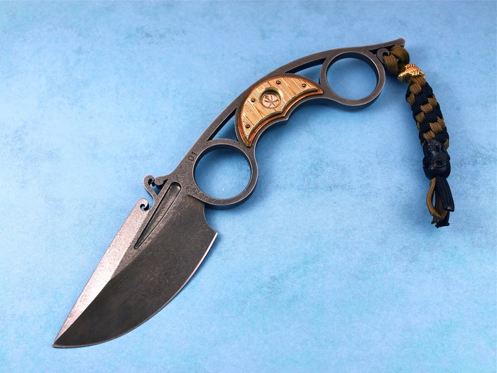 Custom Fixed Blade, N/A, Darkwater Steel, Titanium-Mokume Knife made by Oleksander Bogdanovich