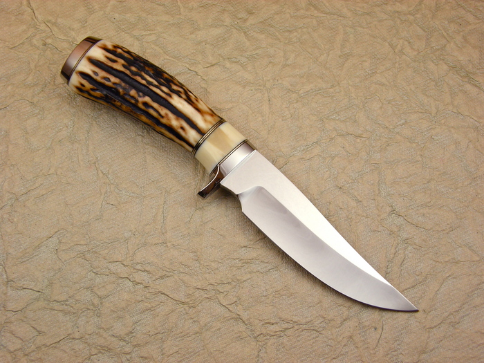 Custom Fixed Blade, N/A, CPM-154, Natural Stag With Walrus Ivory Spacer Knife made by Rob Hudson
